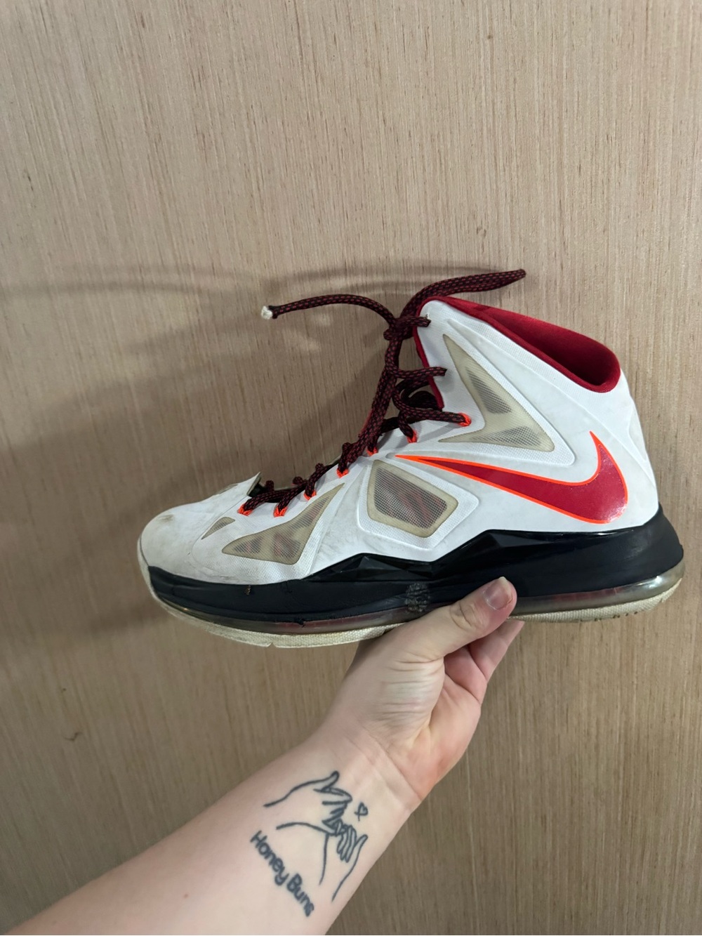 Nike Air Sneaker Mens 12 Lebron X Home James White Red Black Orange 541100-100 - Picture 10 of 11